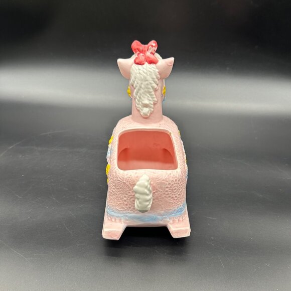 Vintage Baby Rocking Horse Planter Pink Kitsch Napco Taiwan Catch All Storage - Picture 5 of 12